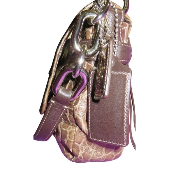 Coach 2011 Chelsea Brown Croc Embossed Leather crossbody satchel large hangtags - Picture 11 of 14